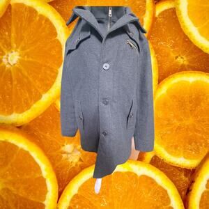 Wantdo Men's Black Wool-Polyester Windproof‎ Classic Pea Coat Size L